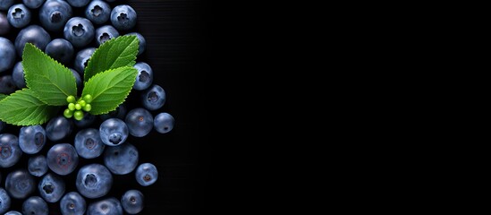 Poster - A copy space image that showcases the nature and healthy food concept is a top view of white isolated fresh blueberries