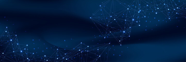 Aufkleber - Technology abstract lines and dots connection background. Connection digital data and big data concept. Digital data visualization illustration