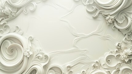 Fototapete - Swirl or spiral shapes at the corners of the page with a blank space in the center for symbol or text.