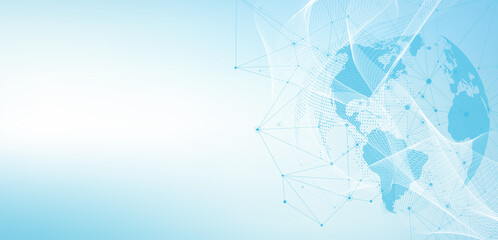 Leinwandbilder - Global network connection concept. Big data visualization. Social network communication in the global computer networks. Internet technology. Business. Science, illustration