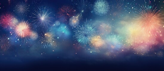 Poster - New Year s holiday background with abstract fireworks and available copy space