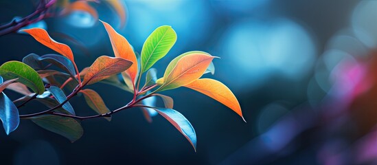 Aufkleber - A vibrant copy space image of garden foliage featuring a close up of leaves on a branch