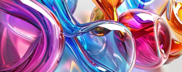 Wall Mural - Colorful Glass 3D Object, abstract wallpaper background