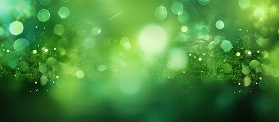 Poster - A vibrant green bokeh background with beautiful lighting effects. with copy space image. Place for adding text or design
