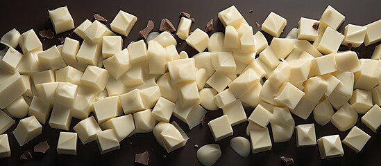 Aufkleber - Gray background with white chocolate pieces creating a copy space image