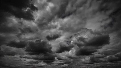 Wall Mural - timelapse of dark dramatic sky with black stormy clouds before rain as abstract background, extreme 