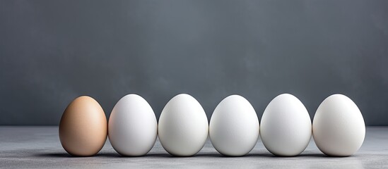 Poster - A copy space image of chicken eggs white in color against a gray backdrop