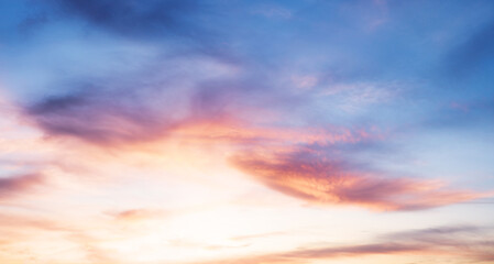 Wall Mural - pink - blue sky at sunset with clouds