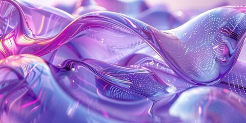 Canvas Print - 3D Render Of An Abstract Holographic Purple Sculpture