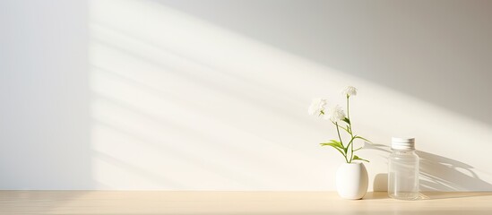 Poster - Indoor copy space image of a white table with deodorant providing room for text