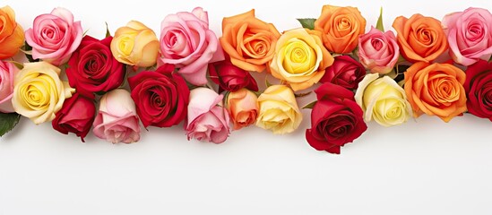 Poster - The image of isolated roses on a white background provides abundant copy space for adding text