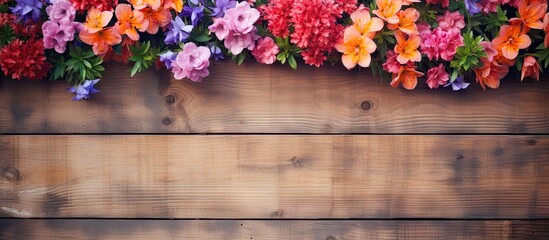 Poster - A copy space image of flowers adorning a wooden wall