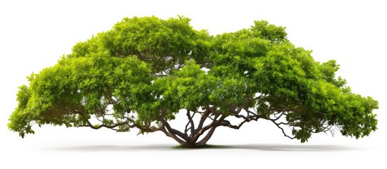 Poster - A tropical tree with lush green foliage branches against a clean white background perfect for a copy space image