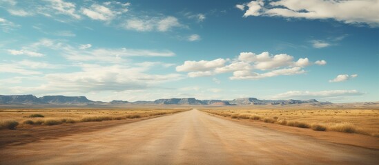 Poster - A scenic gravel road winds its way through the vast arid landscape of southern Utah creating a captivating copy space image
