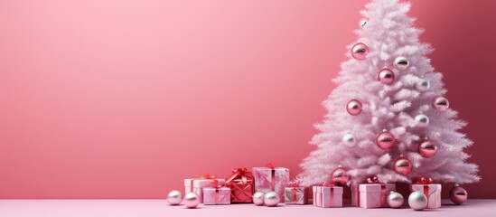 Poster - A pink background showcasing Christmas inspired decorations providing ample room for additional content in the image