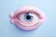 This is a 3D rendering of a realistic eyeball with pink eyelid.