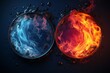 Two spheres of fire and water