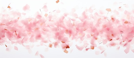 Aufkleber - A soft pink confetti gently falls on a white background leaving ample copy space for an image