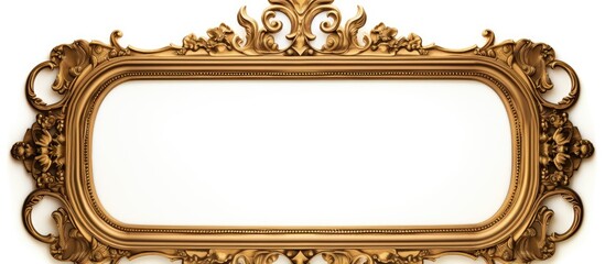 Poster - Isolated on a white background this carved gilded frame features a king s crown motif and provides empty copy space for text