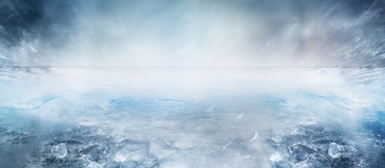 Poster - A copy space image of a frozen backdrop exhibiting visible traces of ice related activities like skating and hockey