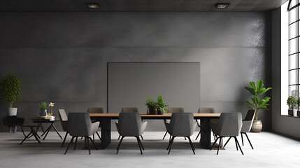 3d Rendering Of Frame Mock Up In Concrete Wall Meeting Room Background