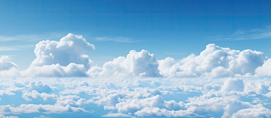 Aufkleber - The image captures a panoramic view of the expansive blue sky with scattered fluffy clouds copy space image