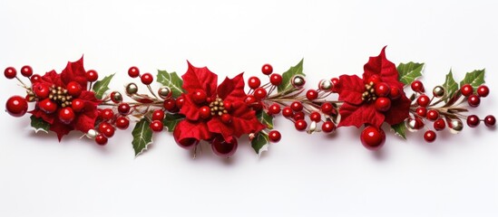 Poster - A Christmas decoration border design is shown isolated on a white background providing ample copy space for additional content