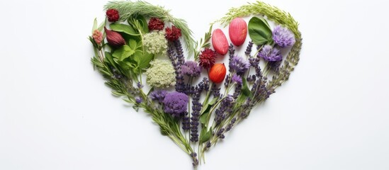 Aufkleber - Copy space image of a heart shaped arrangement of herbs set against a crisp white backdrop
