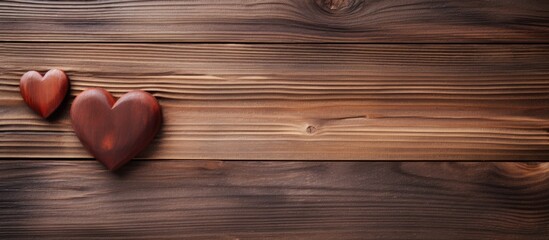 Poster - Copy space image with heart shape placed on a rustic wooden background