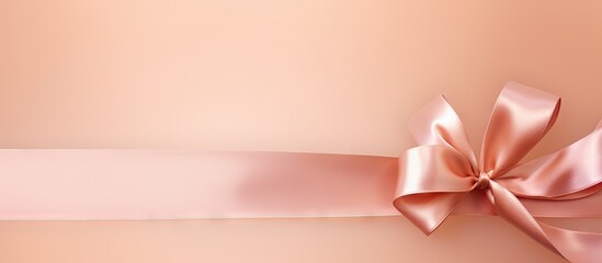 Fototapete - A beautiful adornment consisting of a decorative ribbon and bow perfect for adding a touch of elegance and charm to any gift. with copy space image. Place for adding text or design