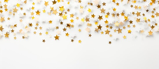 Aufkleber - White background with an abstract pattern of golden stars Copy space image
