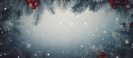 Poster - An image with a Christmas theme showcasing a frame of fir branches providing ample space for additional content
