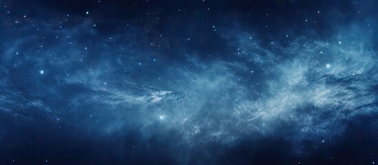 Poster - A dark interstellar space serves as the perfect backdrop for a captivating starry night sky. with copy space image. Place for adding text or design