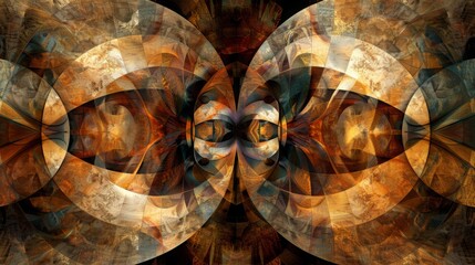 Poster - A captivating display of symmetrical fractal patterns in a blend of warm, rich oranges, and browns.