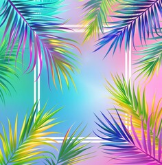 Wall Mural - Palm Tree Against Pastel Background