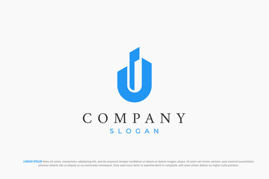 letter u and building minimal logo