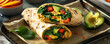 A delicious and healthy wrap filled with fresh vegetables and hummus. Perfect for a quick and easy lunch or dinner.