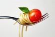 Elegant Twirl of Spaghetti with Cherry Tomato and Basil - Generative AI