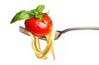 Elegant Twirl of Spaghetti with Cherry Tomato and Basil - Generative AI