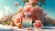 Image of Grapefruit flowers and perfume bottle