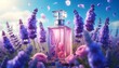  Image of Lavender flowers and perfume bottle
