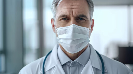 Doctor wearing medical mask. Generative AI