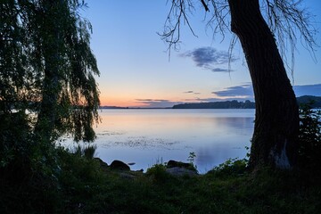 Stunning view of Ratzeburger See lake in Ratzeburg, Germany, at sunset