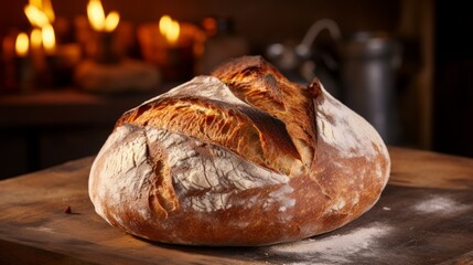 Poster - Generative AI Artfully scored boules of artisan bread, highlighting the contrast between crust and crumb.