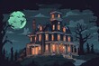 creepy house with a large moon in the background