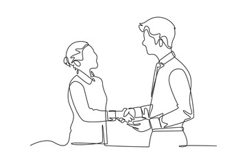 One continuous line drawing of client and customer concept. Doodle vector illustration in simple linear style.