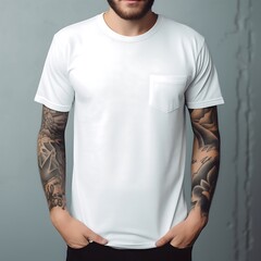 White T-Shirt, front pocket, for design print