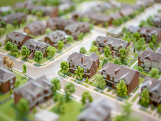 Sticker - A model of a neighborhood with houses and trees