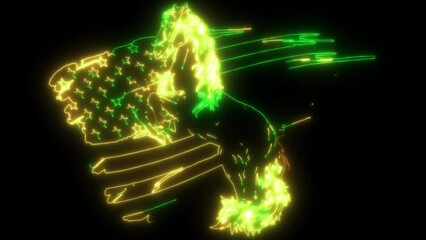 Poster - neon animation of usa horse