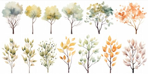 Poster - Generative AI Whimsical watercolor tree clipart